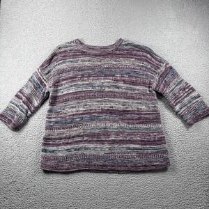 J Jill Sweater Womens M PETITE Multicolor 3/4 Sleeve Knit Breathable Casual READ